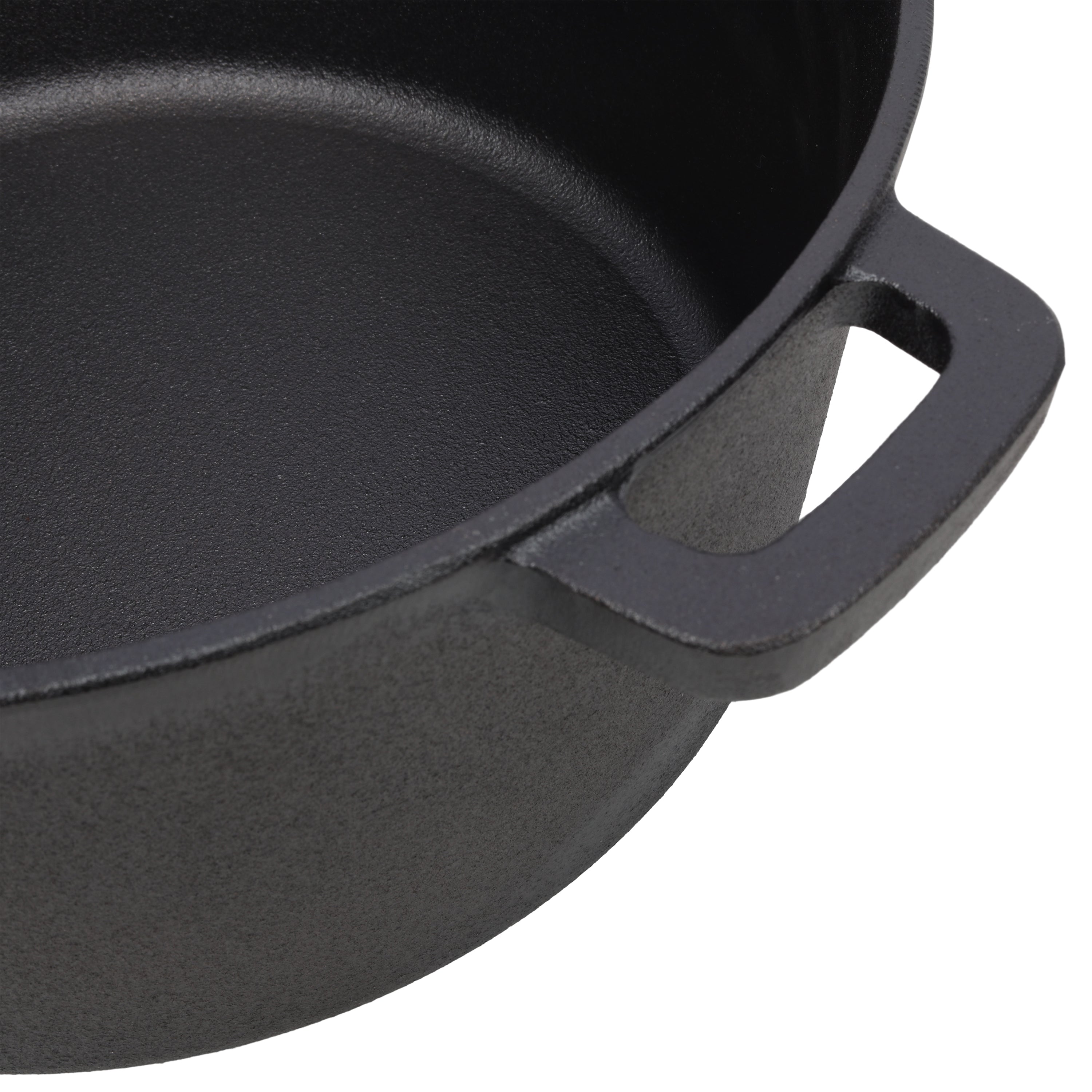 2 in 1 Pre-Seasoned Cast Iron Dutch Oven With Dual Handles, Outdoor Camping Deep Pot for Camping Fireplace Cooking BBQ Baking Campfire, 5 Quart.With 1pc Iron Pot Rack.