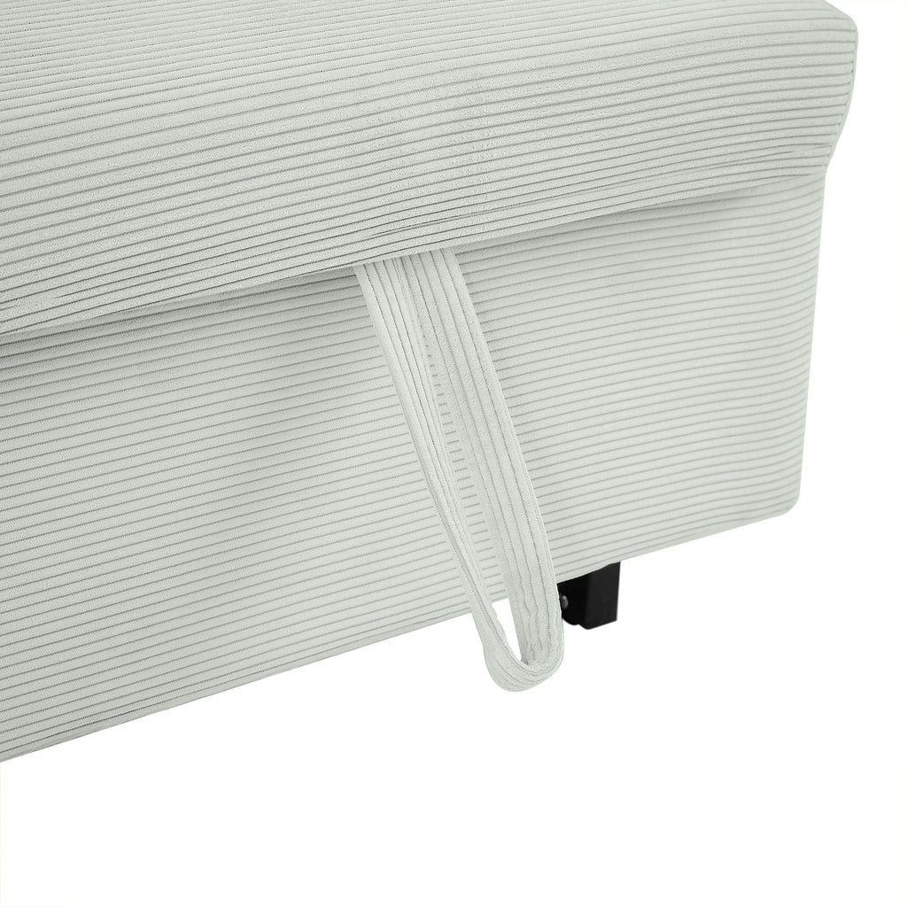 Modern Convertible Pull-out Sofa Bed Loveseat with USB Ports, Light Grey-Green Corduroy, 57.48 Inches