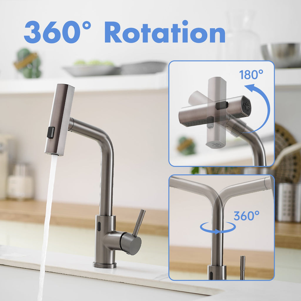 Touchless Kitchen Faucet, Hands Free Automatic Smart Kitchen Faucet, Stainless Steel Touchless Kitchen Faucet