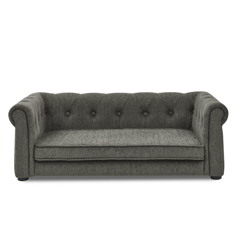 Modern Style Elegant Rectangle Pet Bed for Small and Medium Dogs, Durable Elevated Dog Sofa, Dark Grey Foam