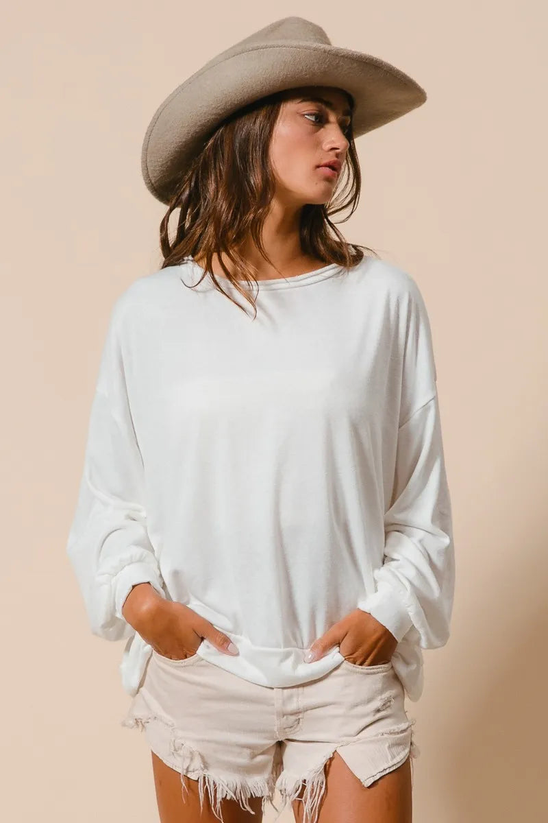 BiBi Loop Terry Pull Over With Cut Edge Band