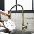 Commercial Black and Gold Kitchen Faucet with Pull Down Sprayer, Single Handle Single Lever Kitchen Sink Faucet