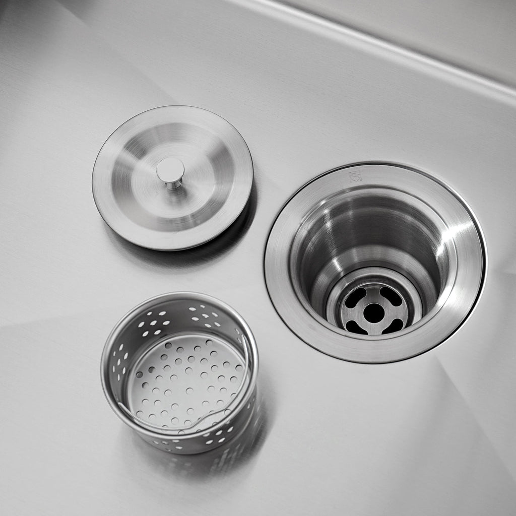 Stainless Steel Kitchen Sink, 33″x22″ Single Bowl, Overmount Handmade Sink in Brushed, with Cutting Board, Colander, Grid, LS-SSBR01