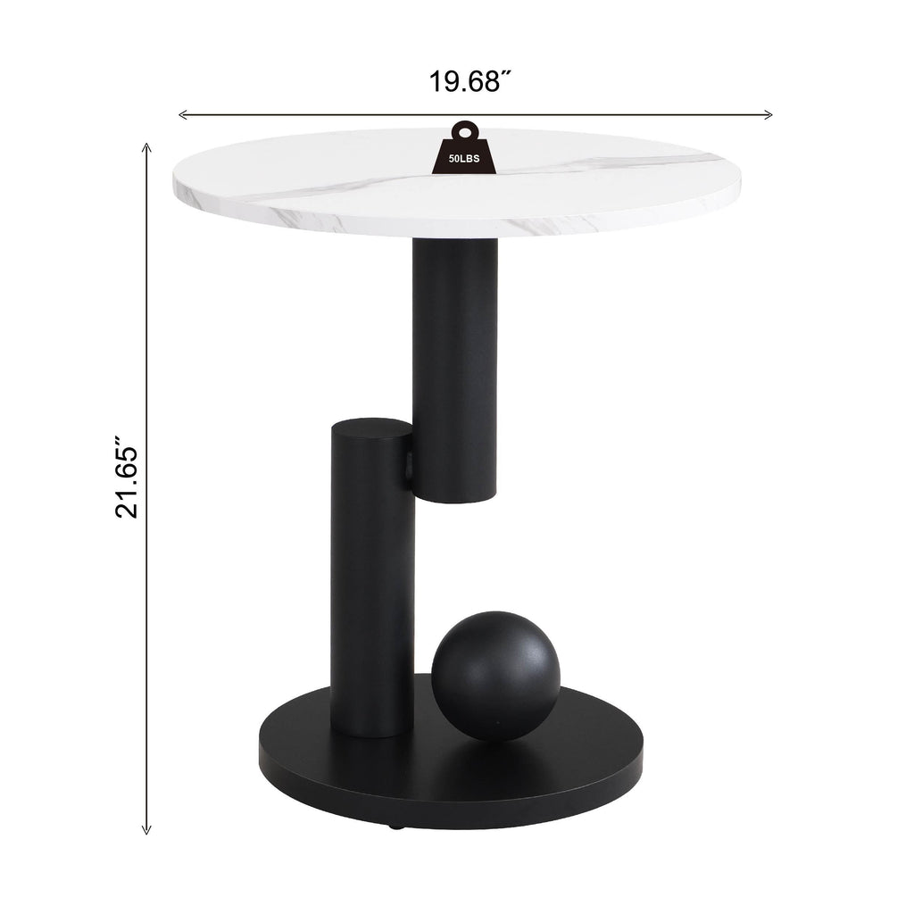 Modern Nesting Coffee Table Set of 2 End Table for Living Room, Oval and Round Table Set