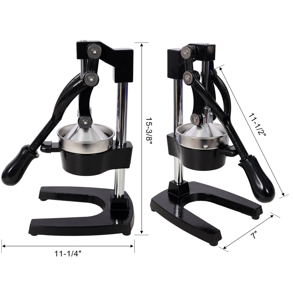 Cast Iron Citrus Juicer , Extra-Large Commercial Grade Manual Hand Press , Heavy Duty Countertop Squeezer for Fresh Orange Juice,Black Color