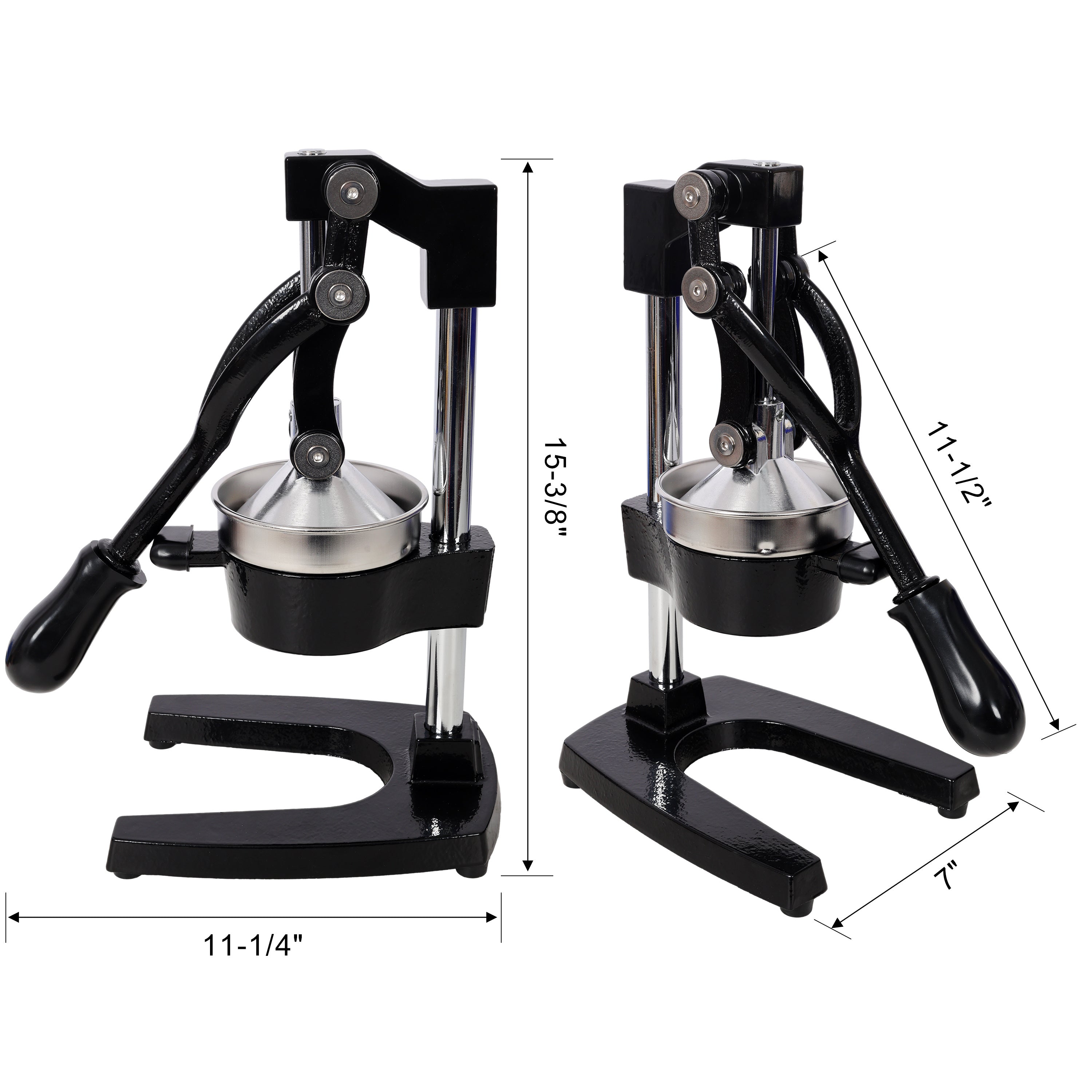 Cast Iron Citrus Juicer , Extra-Large Commercial Grade Manual Hand Press , Heavy Duty Countertop Squeezer for Fresh Orange Juice,Black Color