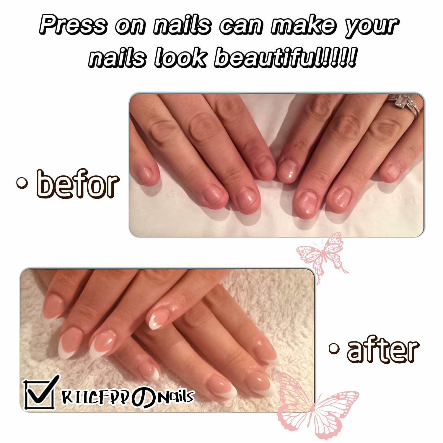 RIICFDD 24pcs Short Square Press On Nails Nude Pink Floral Glossy Style 18