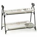 Shell Rectangle Chip and Dip Serving Set Black Tiered Tray Dessert Display