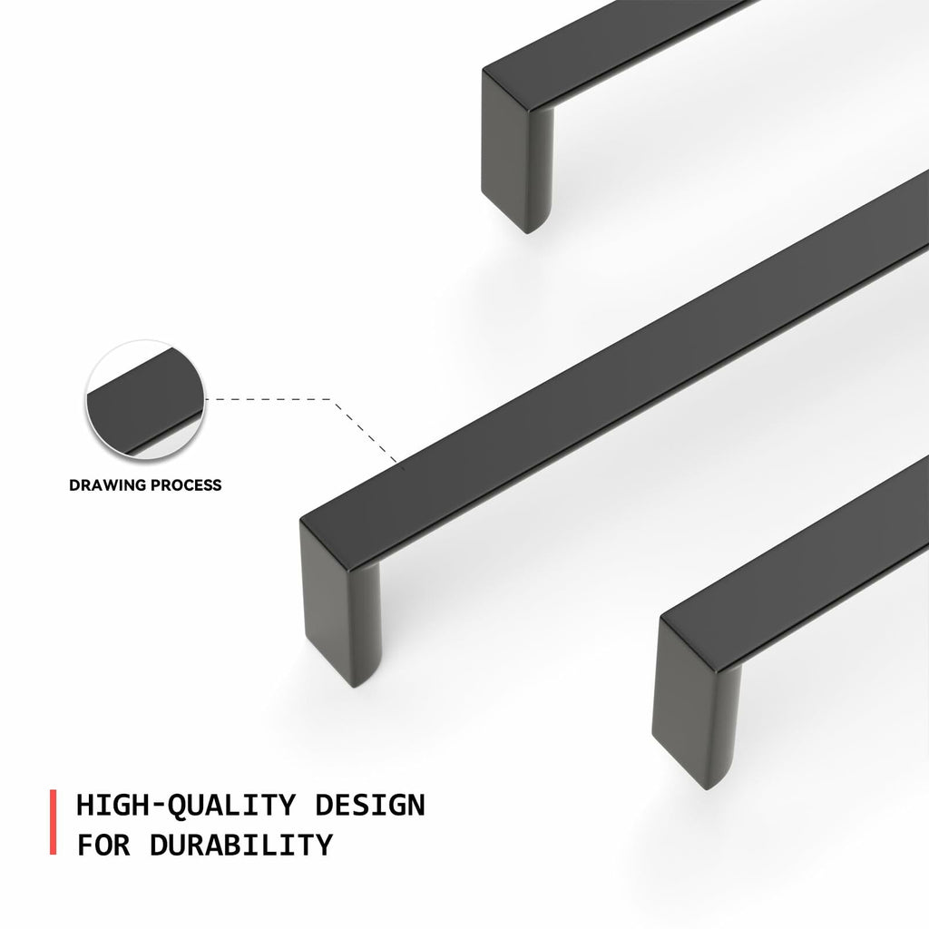homdiy 5Pack 6.25in Matte Black Cabinet Handles 160mm Hole Centers