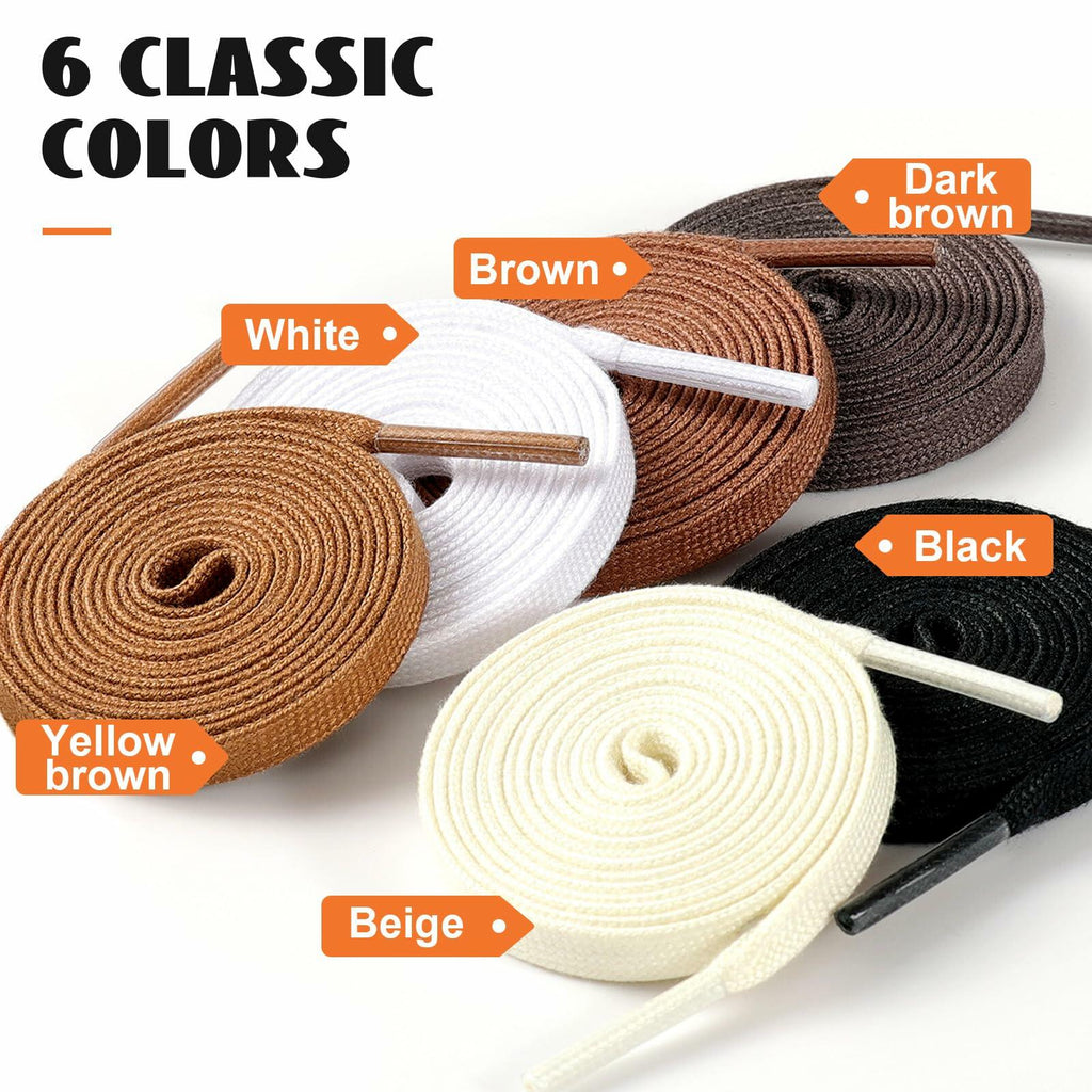 Handshop 2 Pairs Flat Waxed Shoe Laces 7mm Wide Beige 120cm