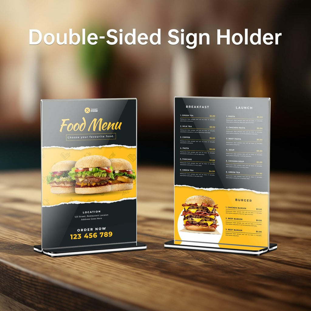 Tomorotec 3-Pack Acrylic Sign Holder 7x5in Horizontal Black Base