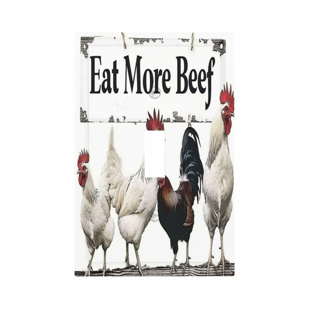 DWBGUO Rustic White Rooster 1 Gang Single Toggle Switch Plate Cover