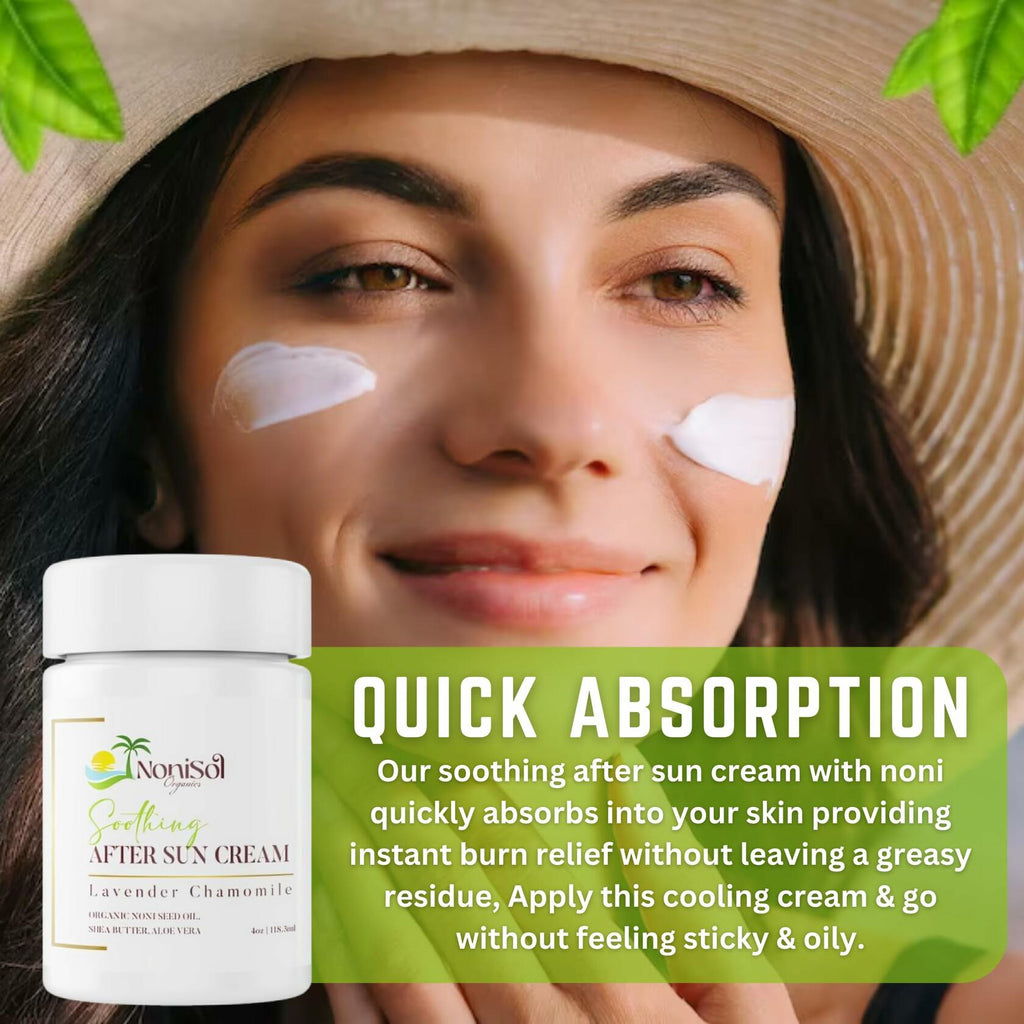 NoniSol Organics After Sun Cream 4oz with Noni Seed Oil Aloe Vera Coconut
