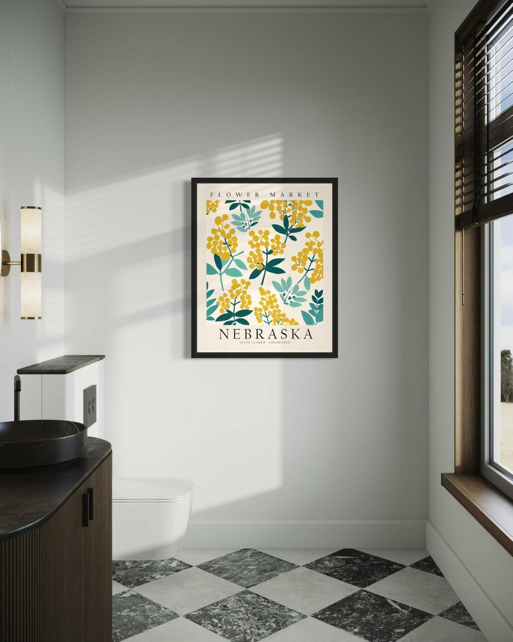 HomeArtPrint Nebraska Flower Market Art Print 8x10 Botanical Poster