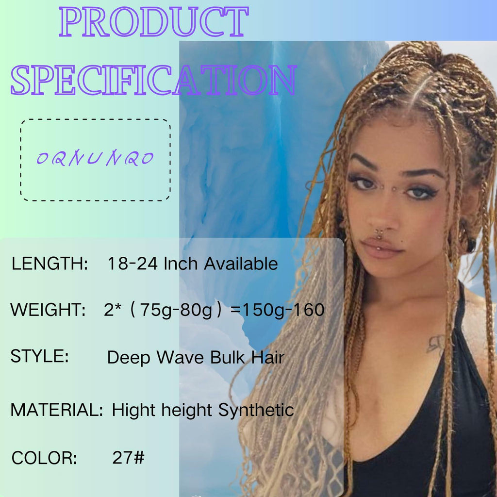 OQNUNQO Curly Wave Synthetic Braiding Hair Extensions 22in 1B Black 150g 2Bundle