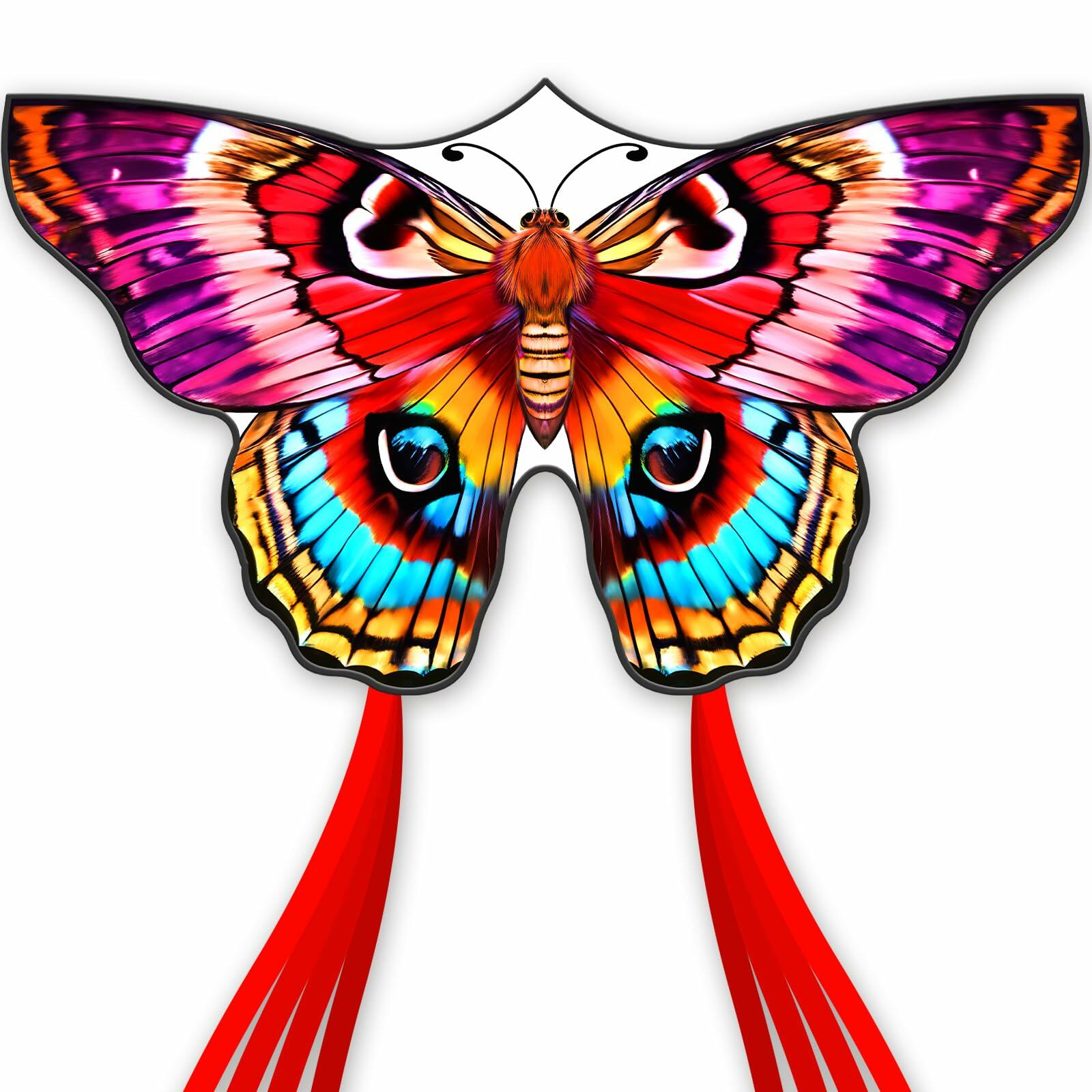 DoinFly Butterflys Kids Kite Easy Fly w/ 328ft Line & Winder Red 1 Pack
