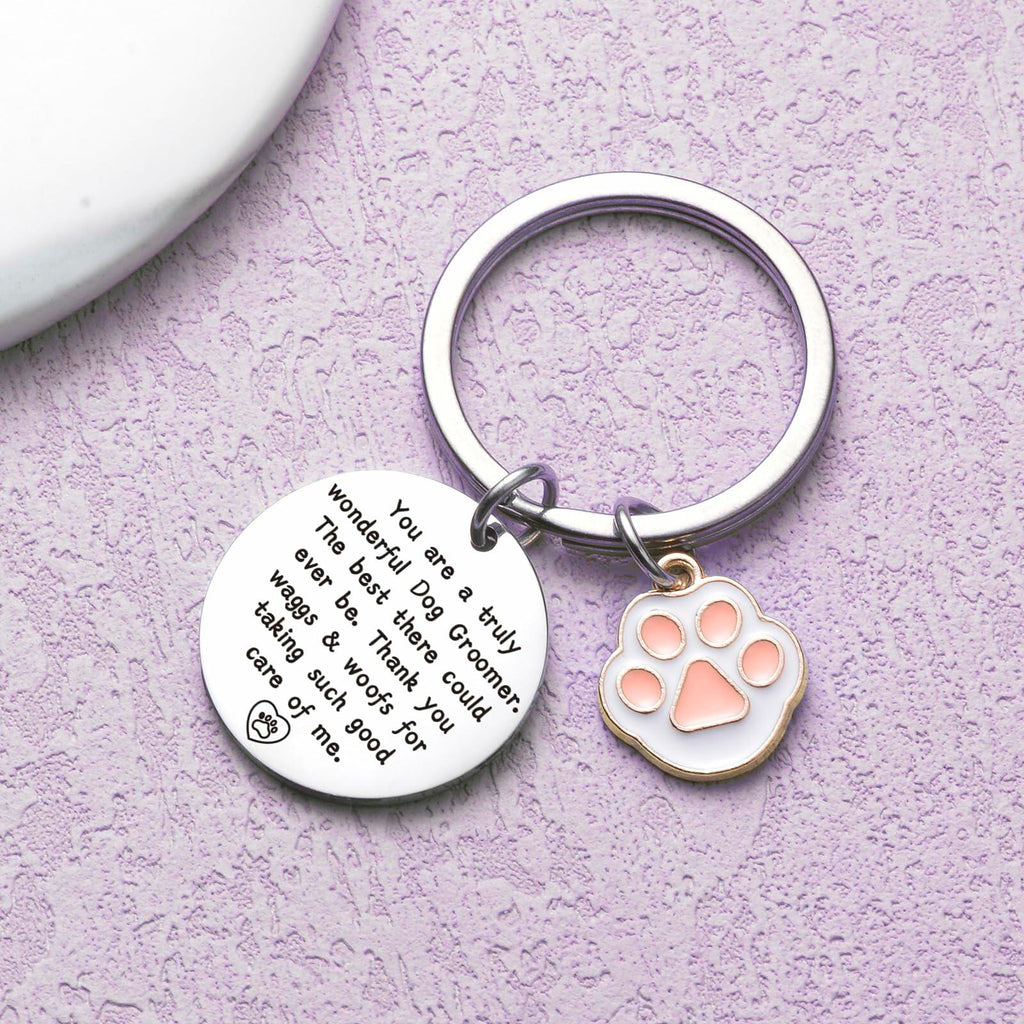 ZNOSVEI Dog Groomer Keychain Thank You Gift Stainless Steel Standard