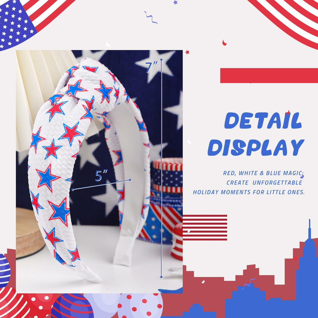 YanJie 4th of July Blue Stars Knotted Wide Headband Women Girls
