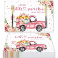 Andrain 50pcs Pumpkin Disposable Paper Placemats 11x17in Pink Flowers