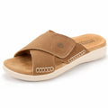 LazyStep Women’s Adjustable Cross Sandals Arch Support Tan Size 6