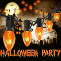 Abeja 25Ft C7 Orange String Lights 27 Bulbs Black Wire Vintage Halloween
