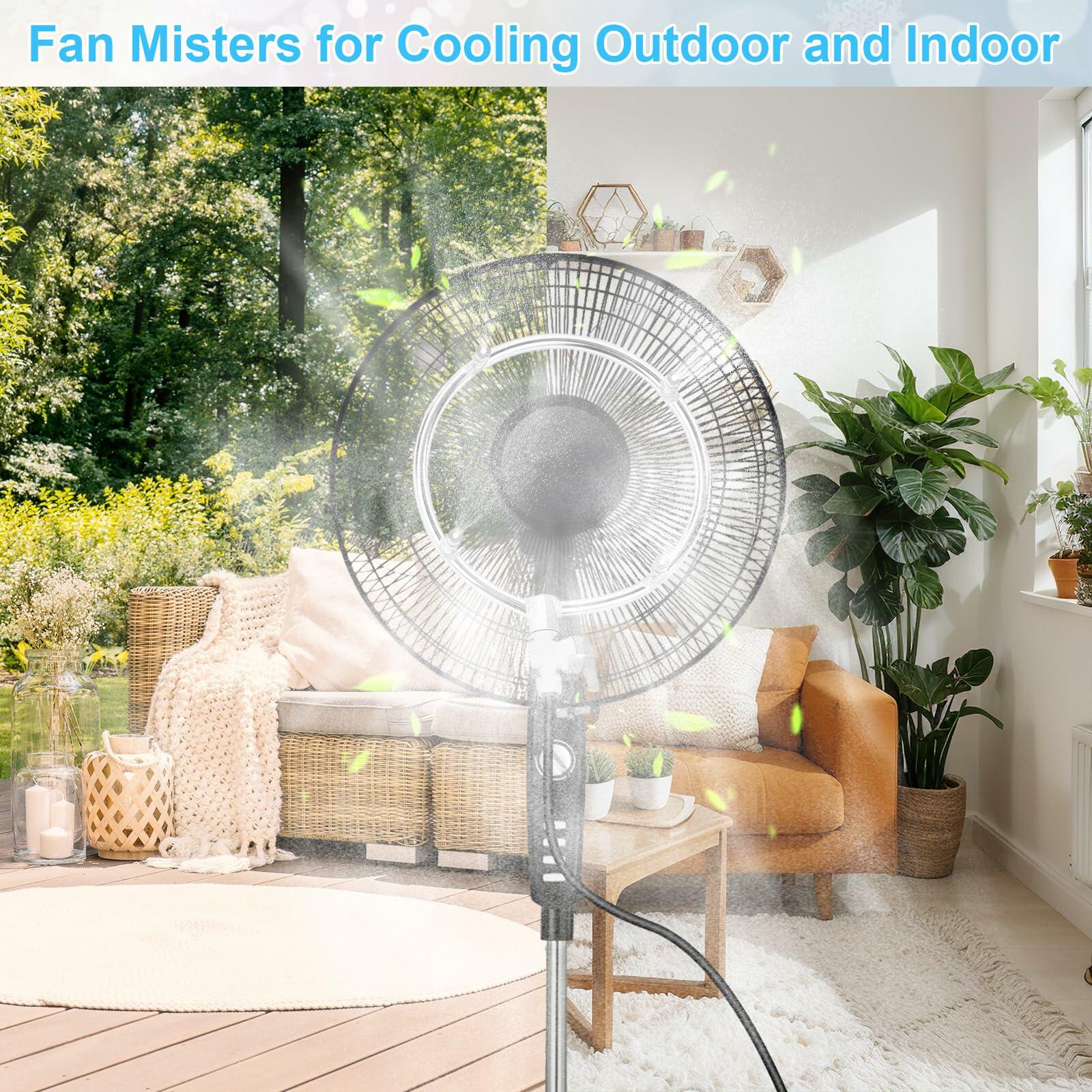 Reallnaive Stainless Steel Patio Misting Fan Kit 2 Set 26ft Line Brass Nozzles