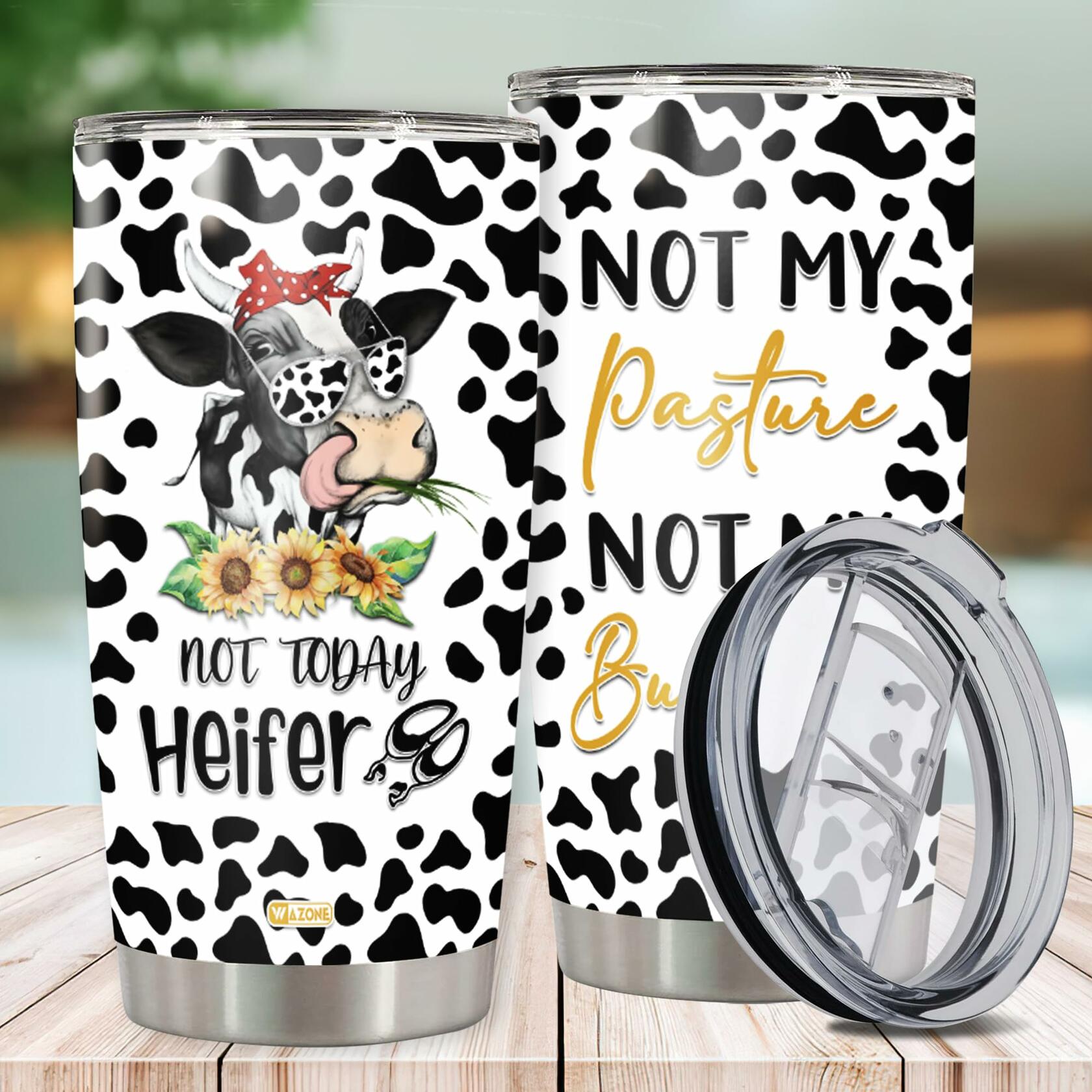 WAZONE Heifer Tumbler Cup Leopard Cow Stainless Steel 20oz Travel Mug