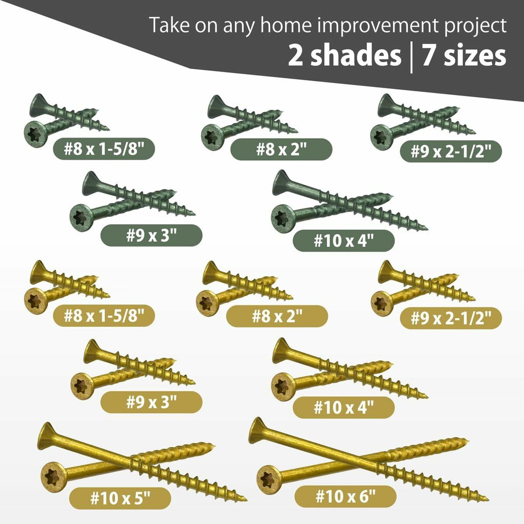 Decking Screws #9 3in Gold 100pcs Long Star Head Wood to Wood Screws