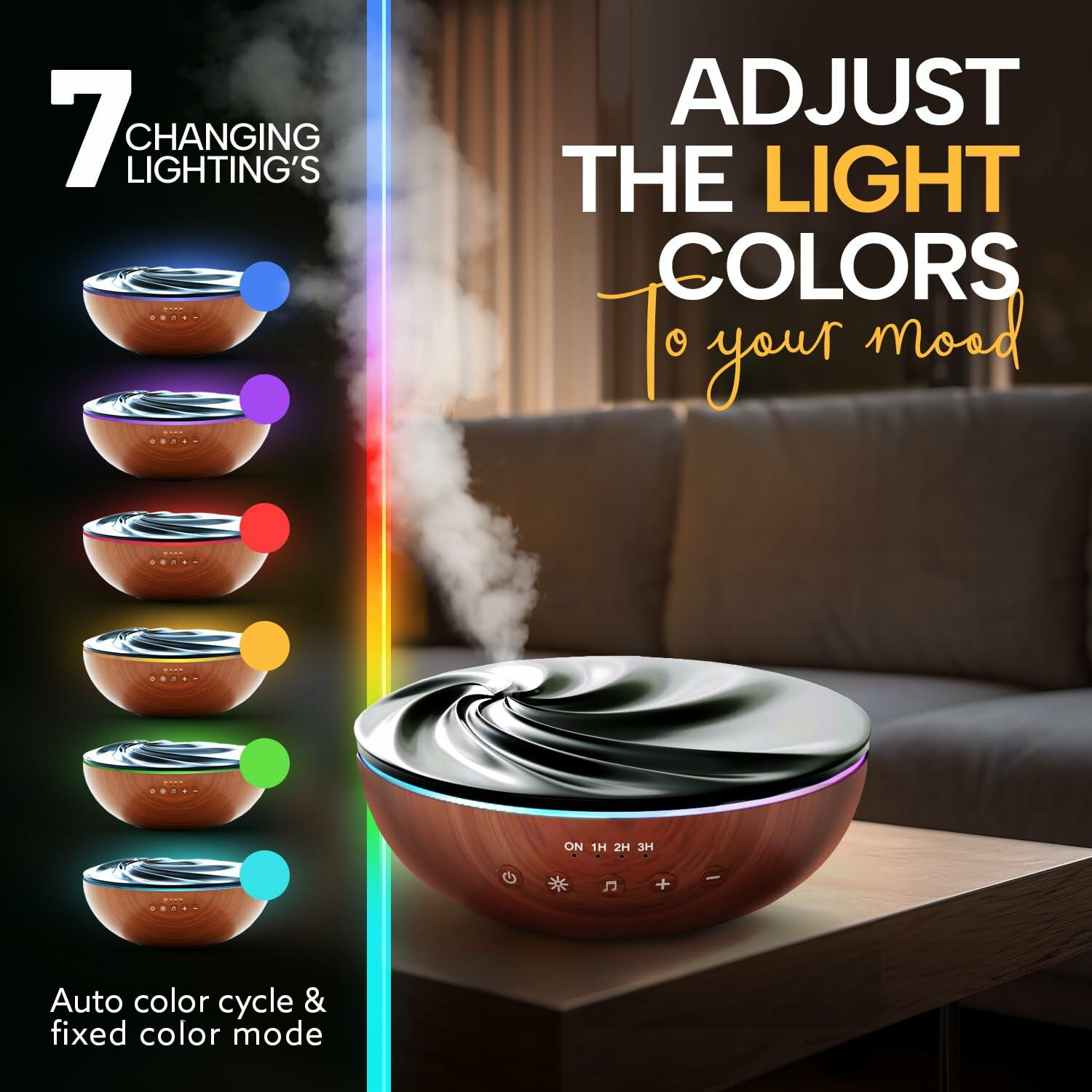 GRATIA NATURALS Aromatherapy Essential Oil Diffuser 500ml Oak Ultrasonic Mist