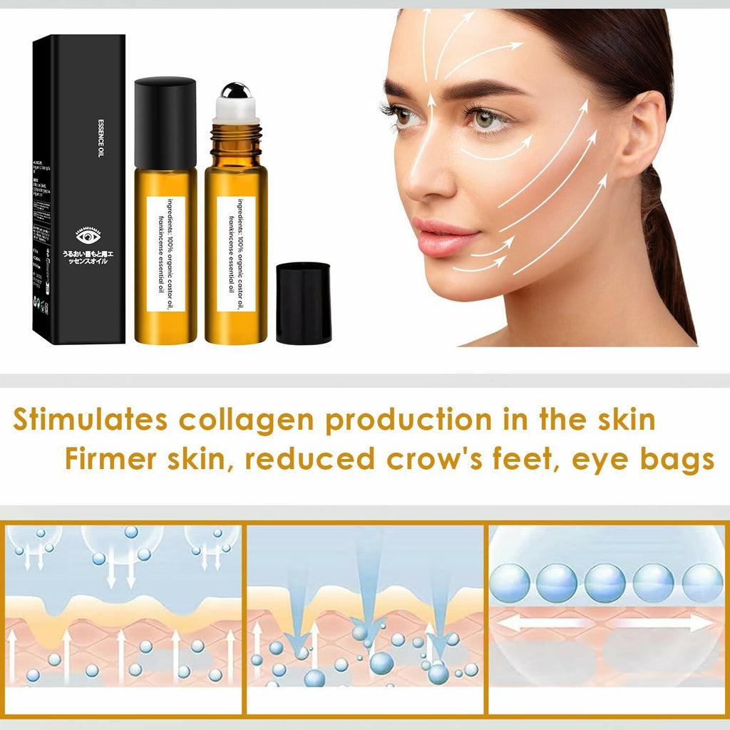 WEEMAY Eye Essence Castor & Frankincense Oil Roller Ball 0.33oz 3 Pcs