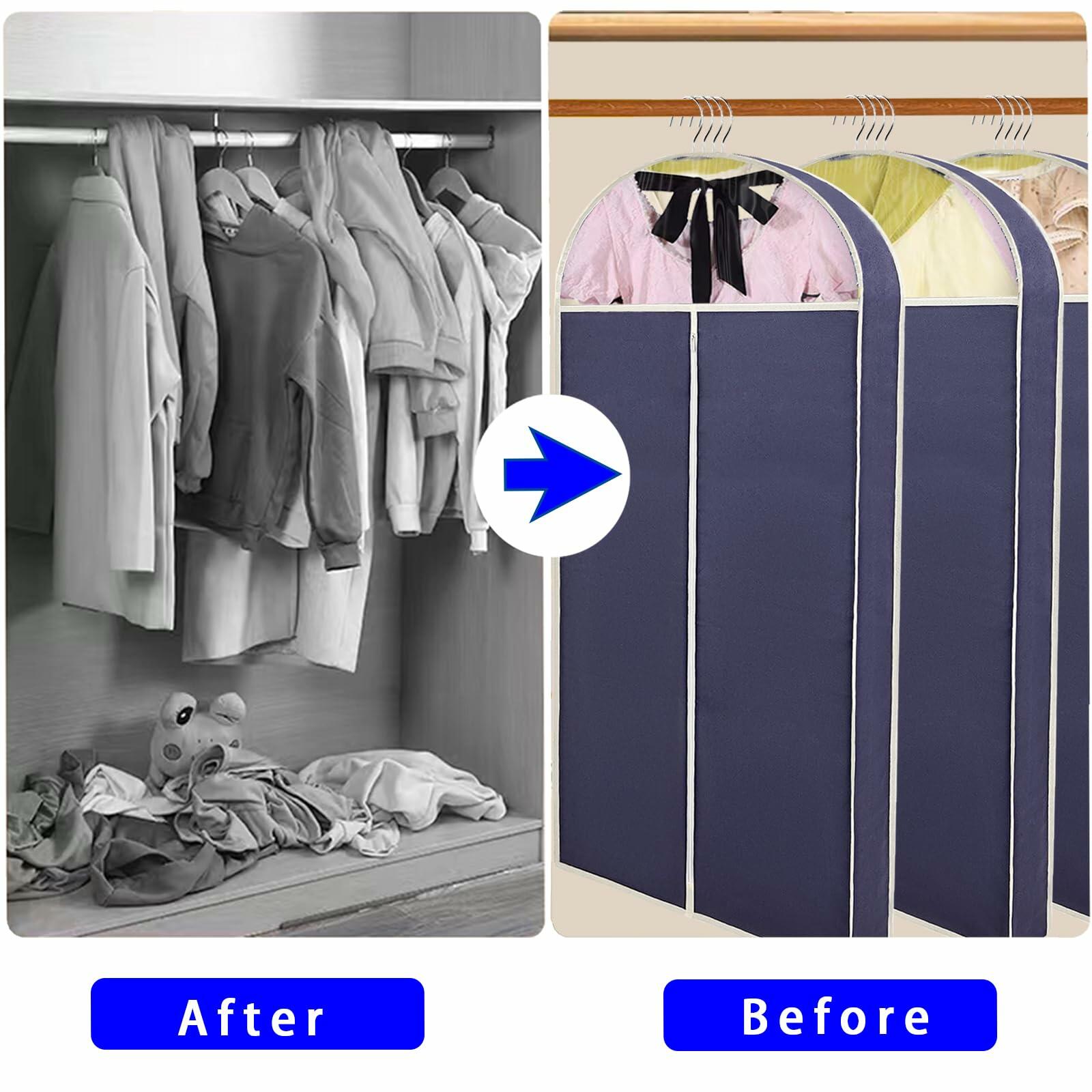 DYYHSDPU Garment Bags 3 Pack Suit Storage Hanging Clothes Black 50x24 Inch