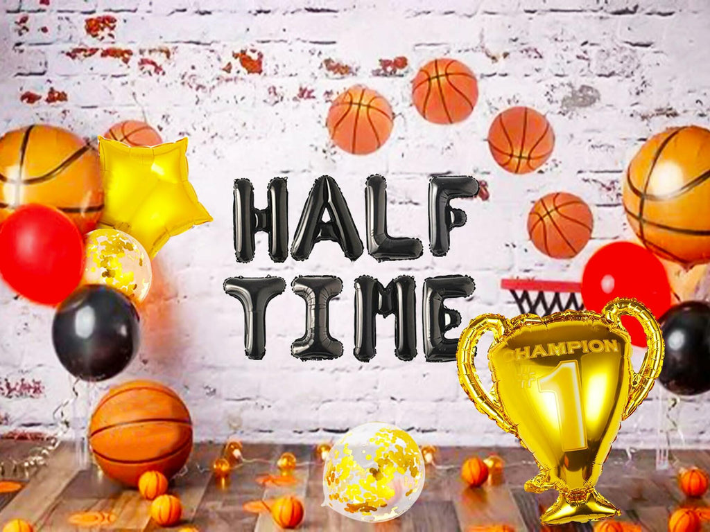 JeVenis Half Time Birthday Boy Basketball Balloons 1/2 Way to One