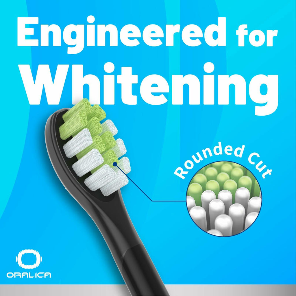 Oralica Whitening Replacement Toothbrush Heads Philips Sonicare 6 Pack Black