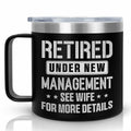 GAUDORA 14oz Stainless Steel Insulated Coffee Mug with Lid - Black Funny