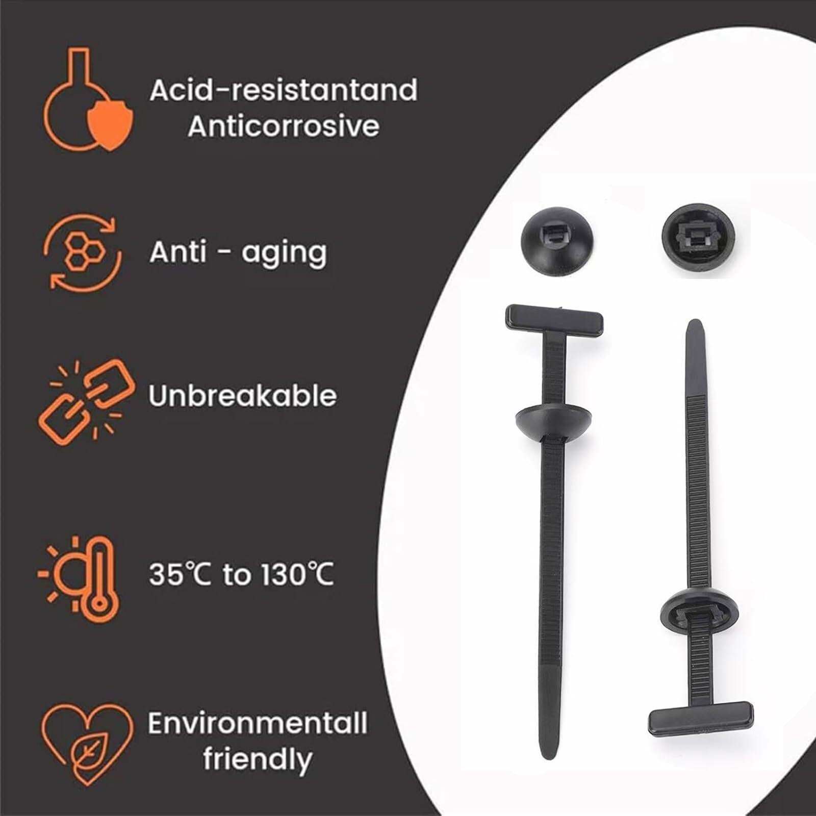 jeseea 100PCS Nylon Universal Cable Tie Buckle Heavy Duty Self-Locking