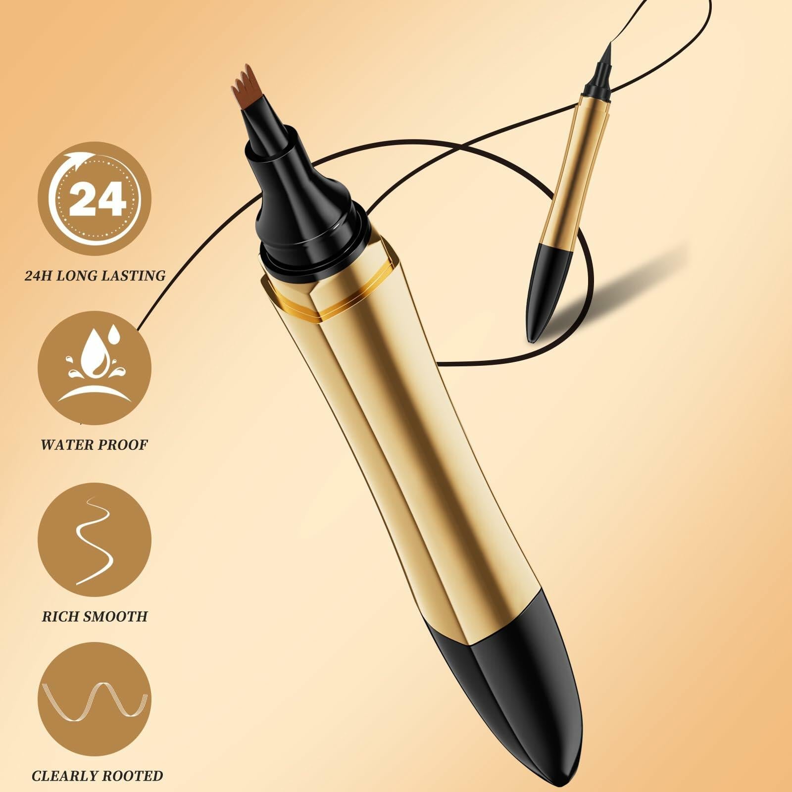YIWANLLE 2in1 Magic Eyebrow Pencil 3D Microblading Fork Tip Light Brown 1 Count
