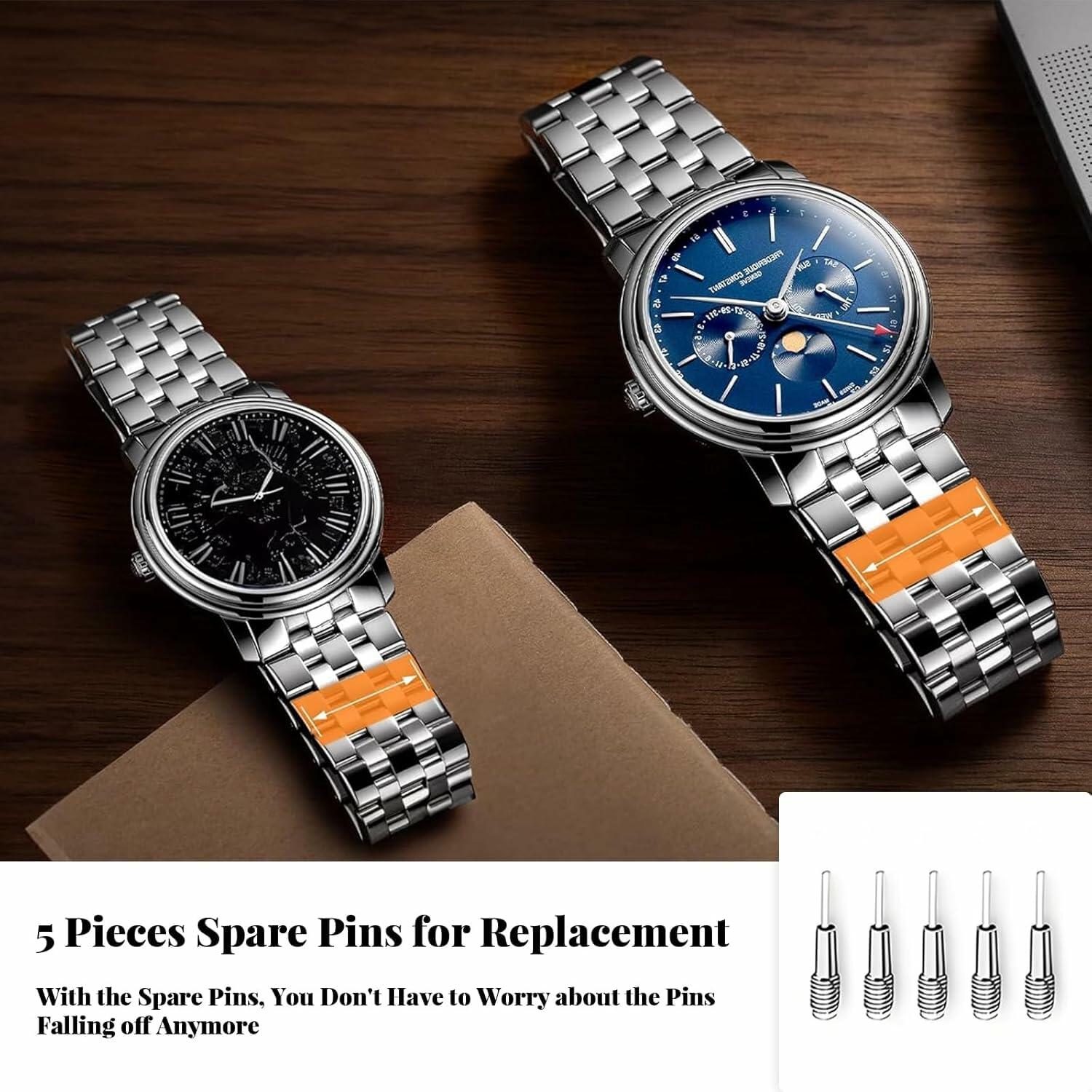SIXCOLORS Watch Link Band Pin Removal Tool Kit with Hammer Black Storage Bag