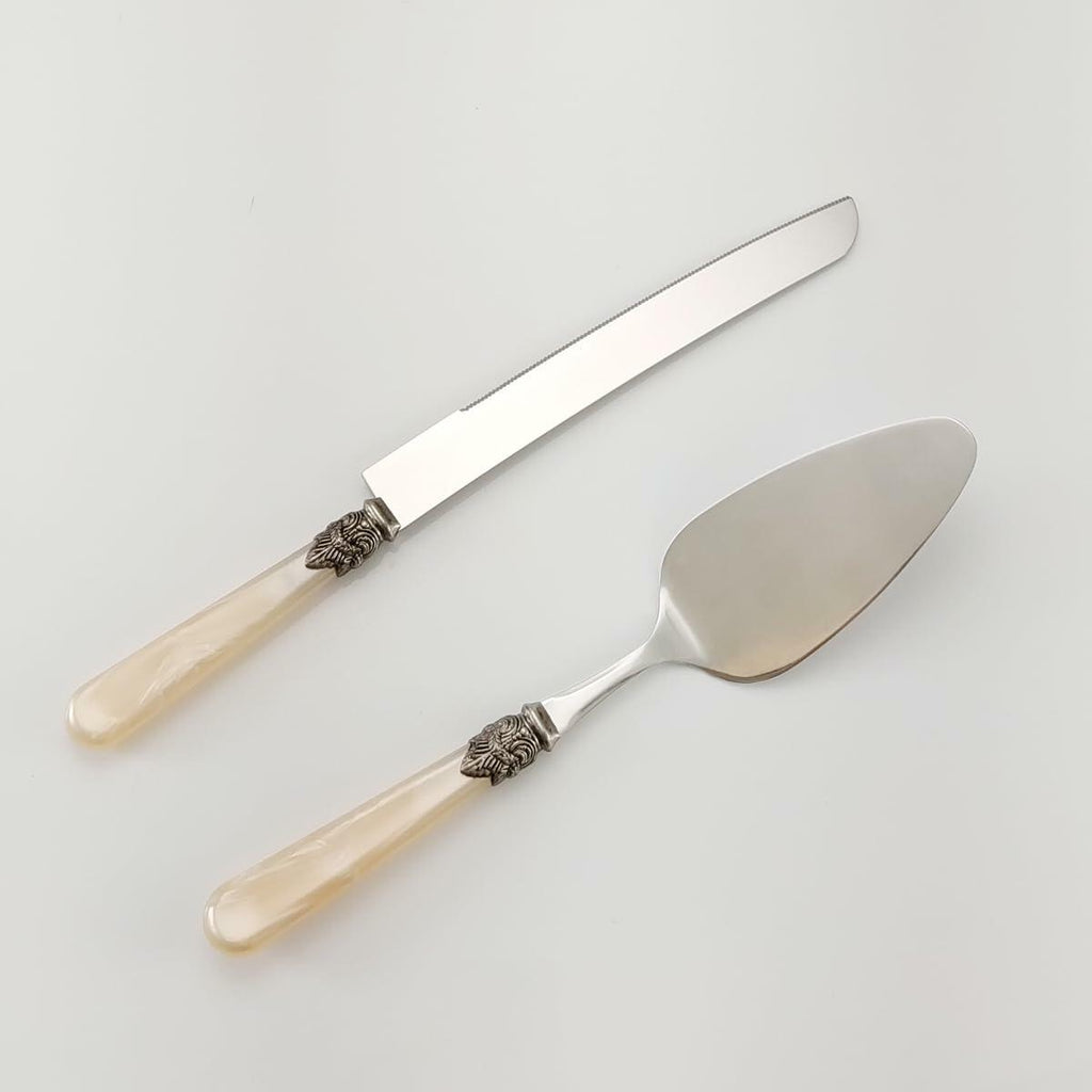 CATHYLIN Wedding Cake Knife & Server Set, Italian Style, 2 pcs, Yellow
