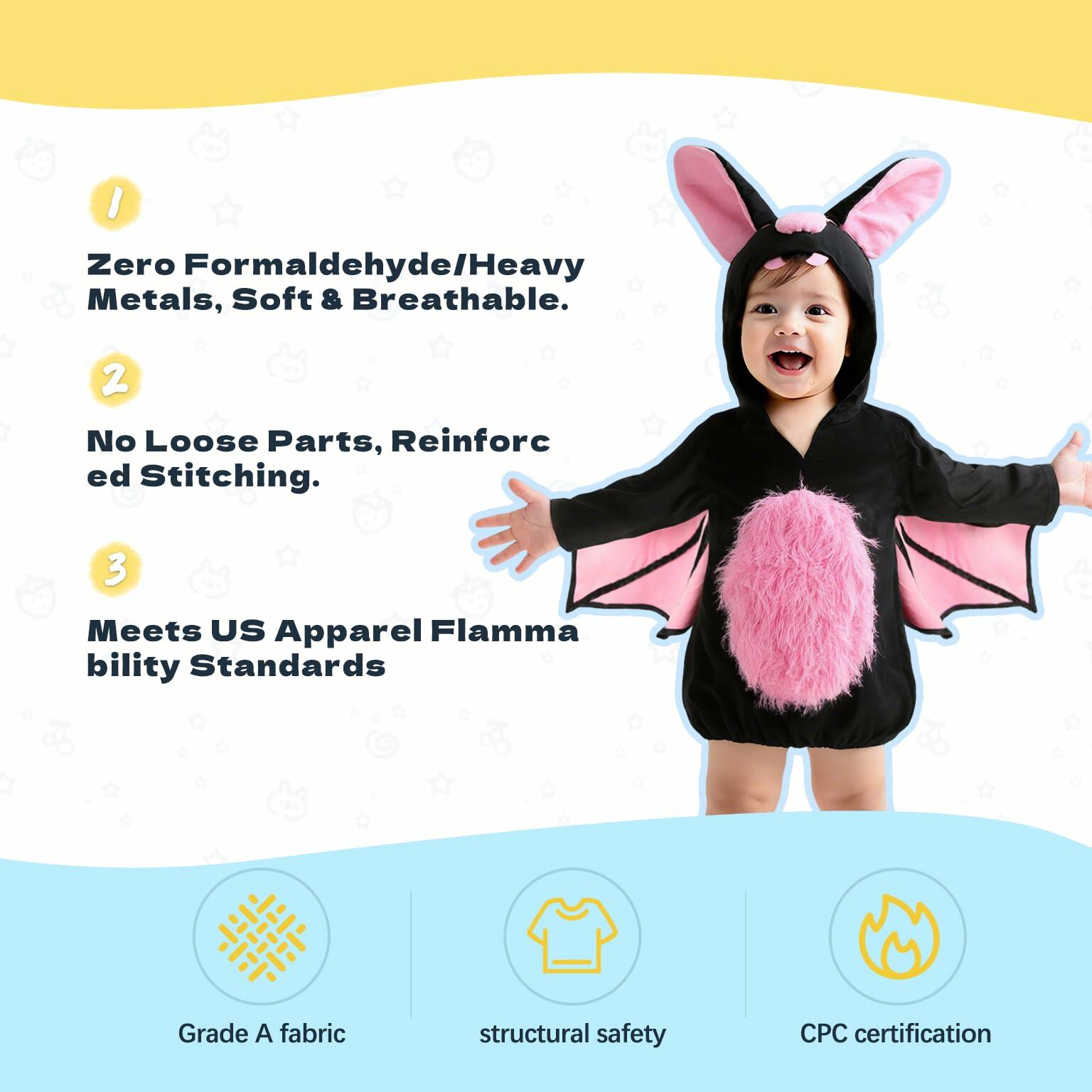 JEGERMIG Toddler Bat Plush Costume Onesie Baby Black Size 2'-2'4"