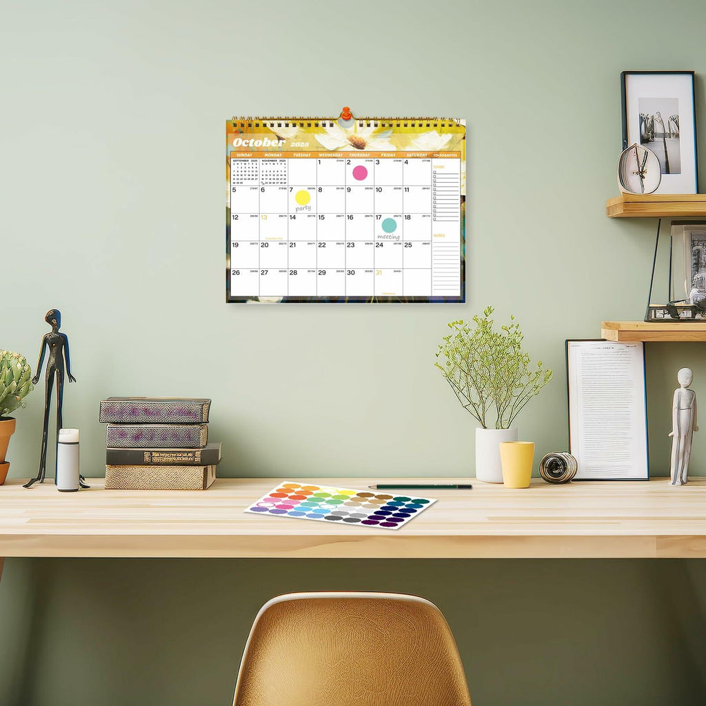 XISIDO 18-Month Wall Calendar 2025-2026 11x8.5 Flower Julian Dates