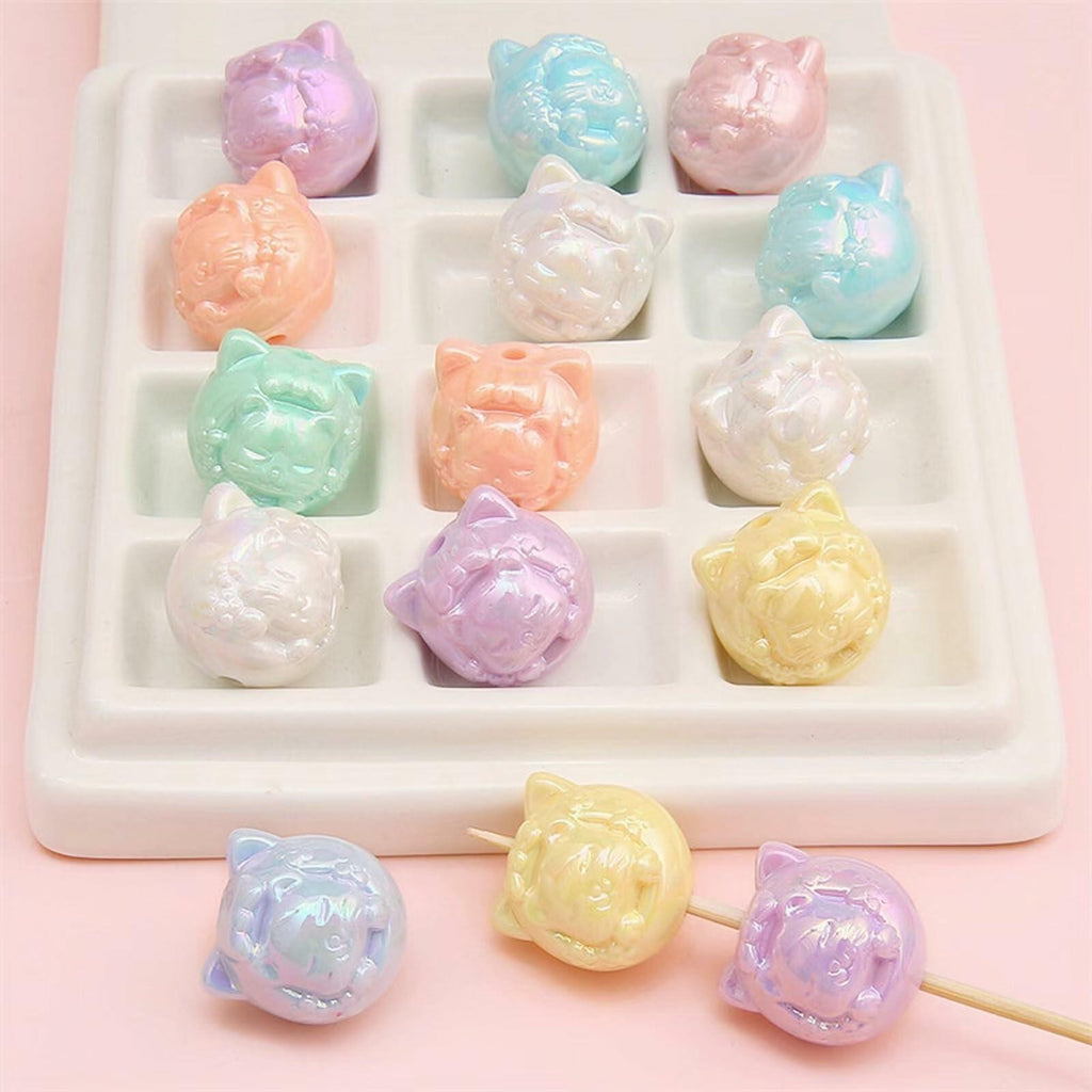 18Pcs Cute Beads for Pens (Acrylic, Mixed Color, Dragon Head Cat) - DIY