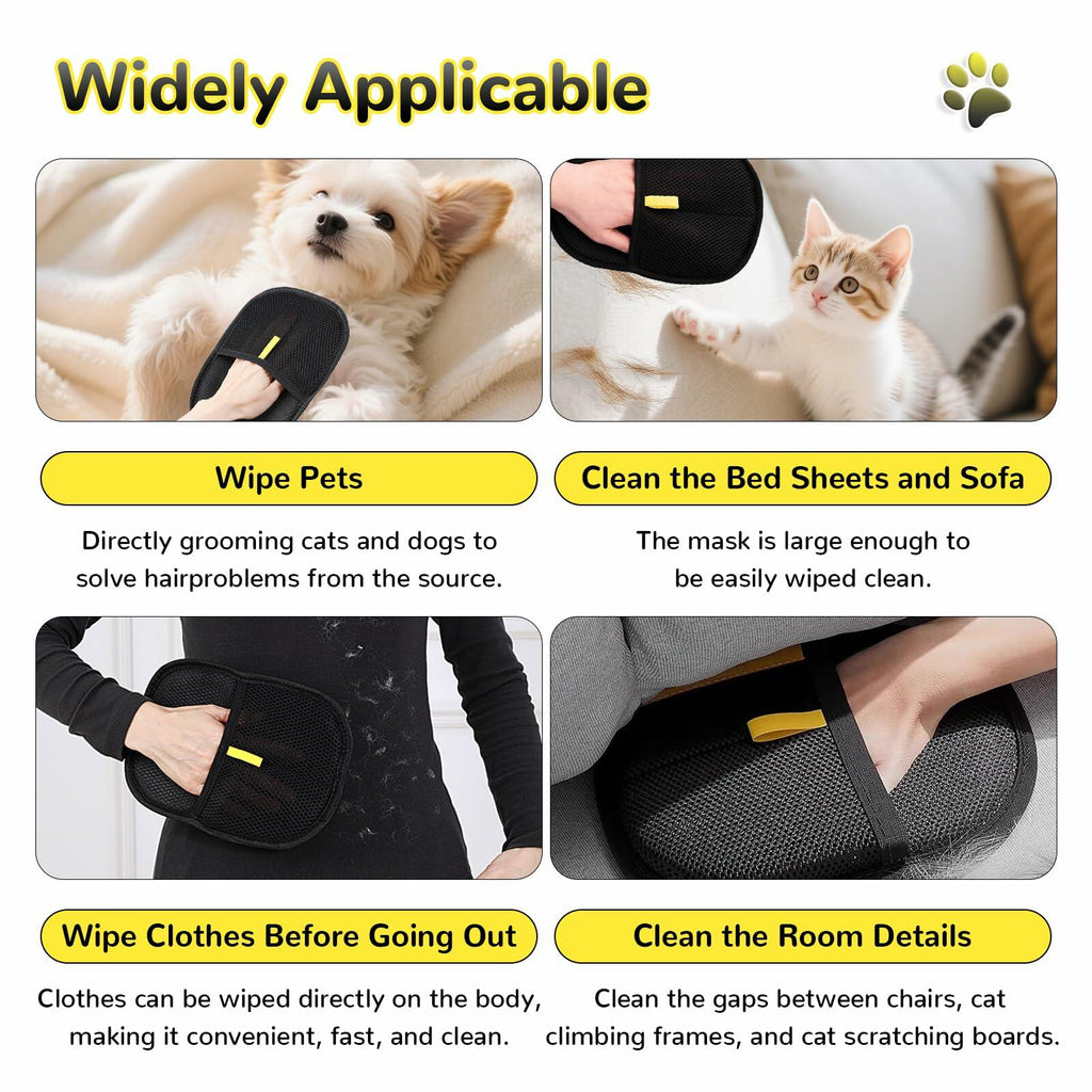 Generic Pet Hair Remover Glove 4-in-1 Brush 17in Handle Black Ergonomic Grip