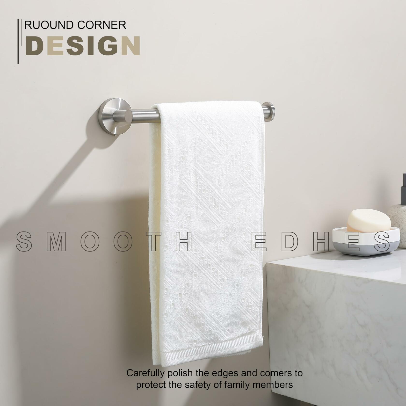 TASTOS Hand Towel Holder Brushed Gold Stainless Steel Wall Mounted 9in