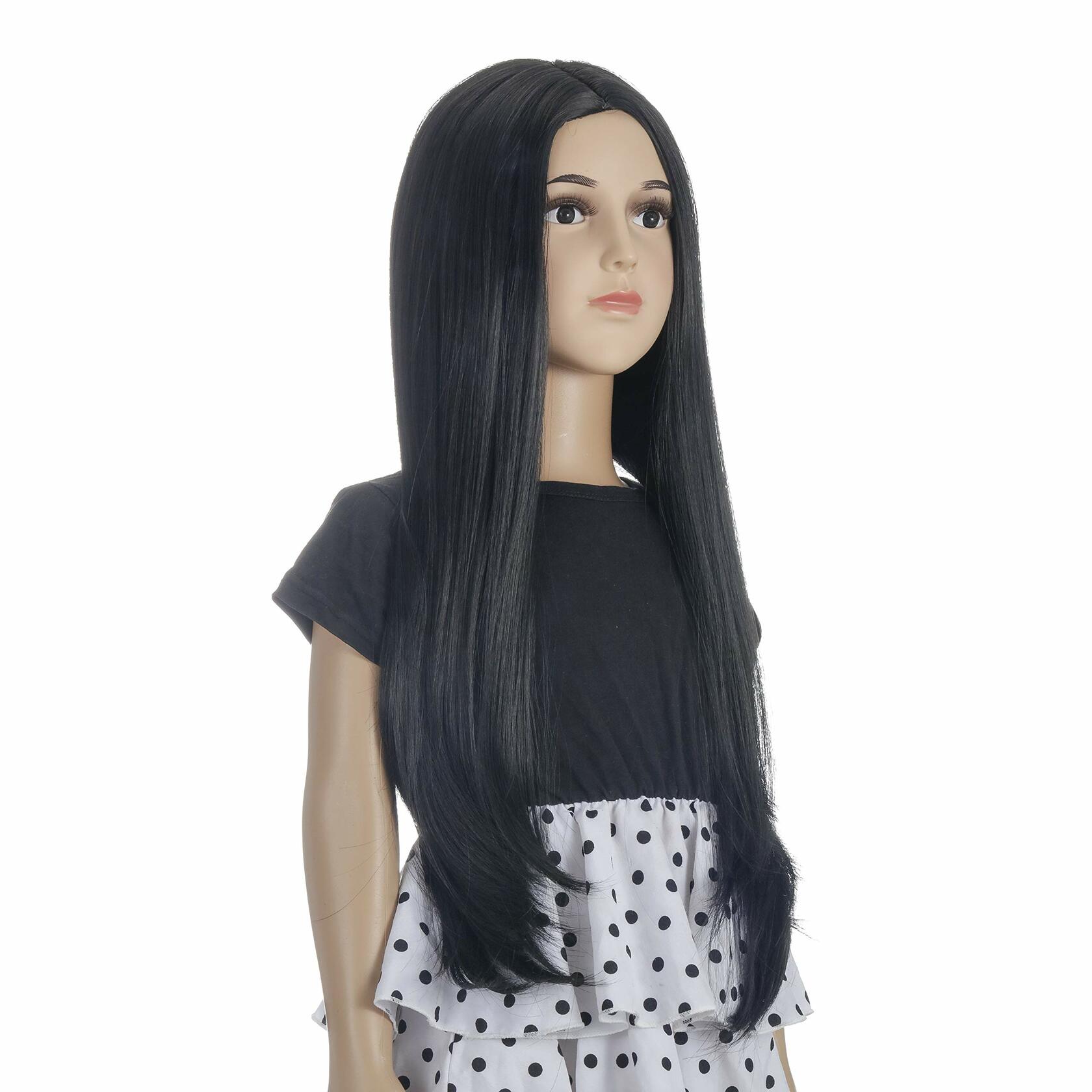 Morticia Long Straight Braided Wig Girls Middle Part Costume Holiday Party