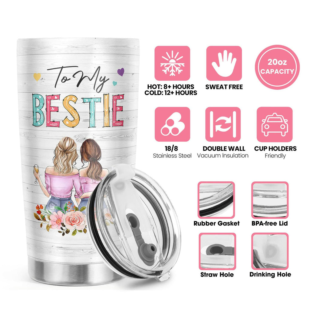 Pawzity Friendship Gift for Women Best Friend BFF 20oz Stainless Steel Tumbler