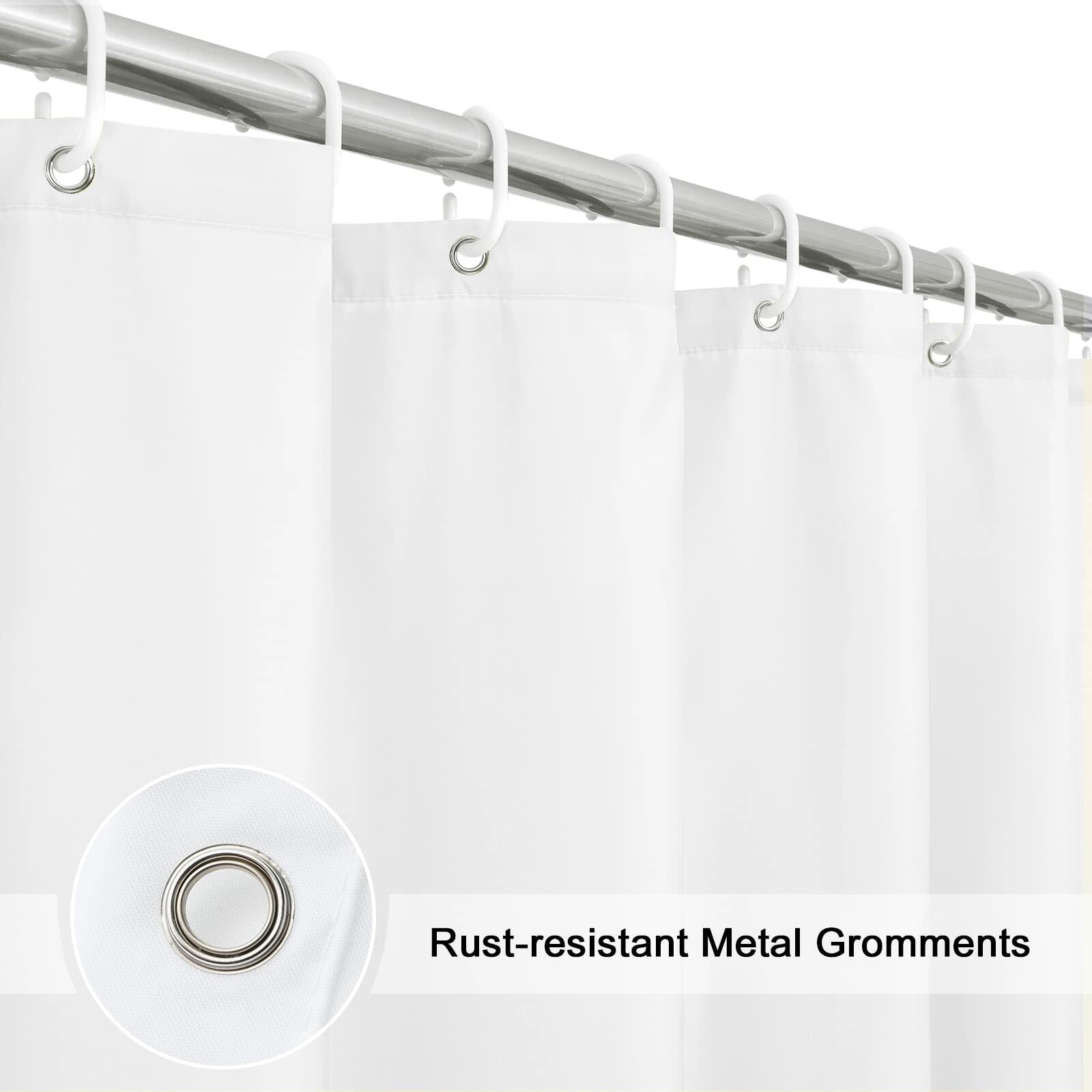 EurCross Fabric Shower Curtain Liner 72x84 White Water-Repellent Polyester