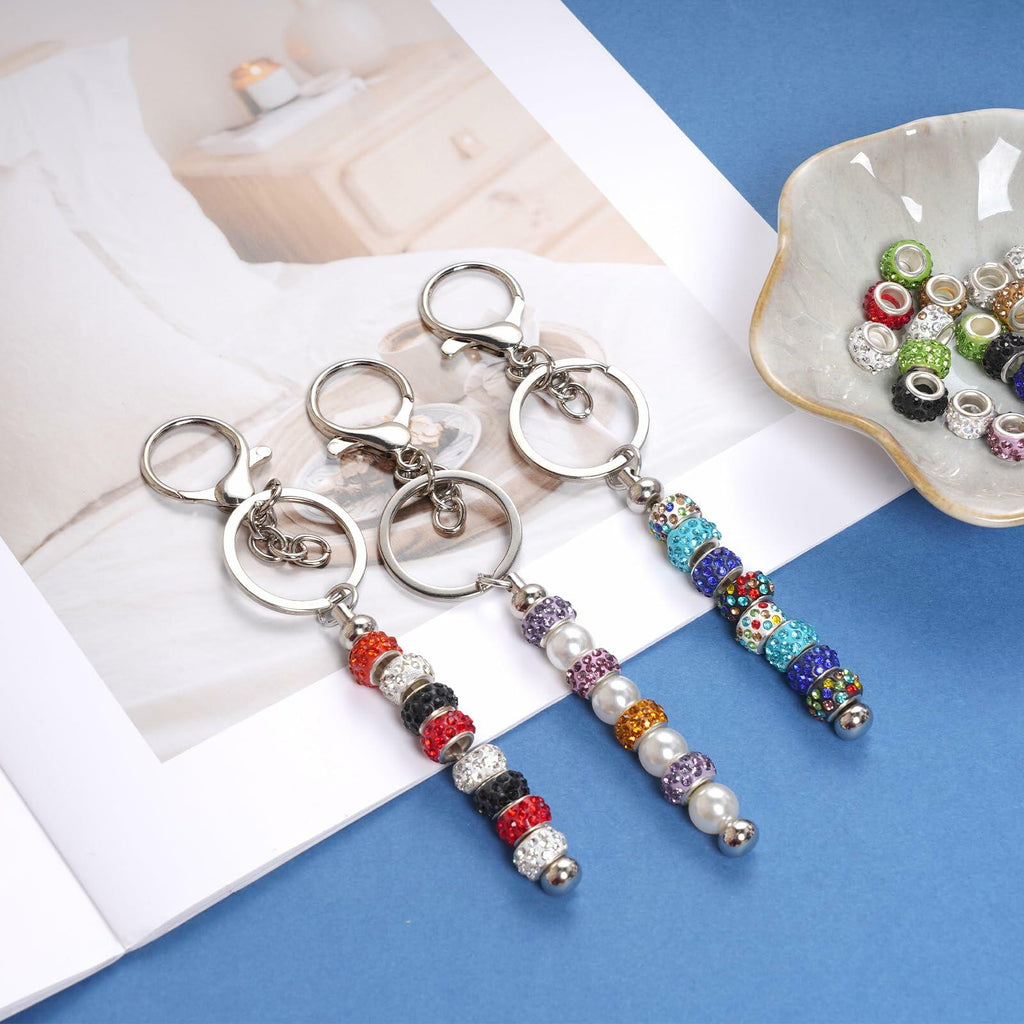 Rthjsfj 12Pcs Beadable Metal Keychain Bars for Beads DIY Craft Kit Silver