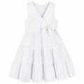TIMOGG Toddler Girl Sleeveless Linen Cotton Dress Bow White Size 3-4T