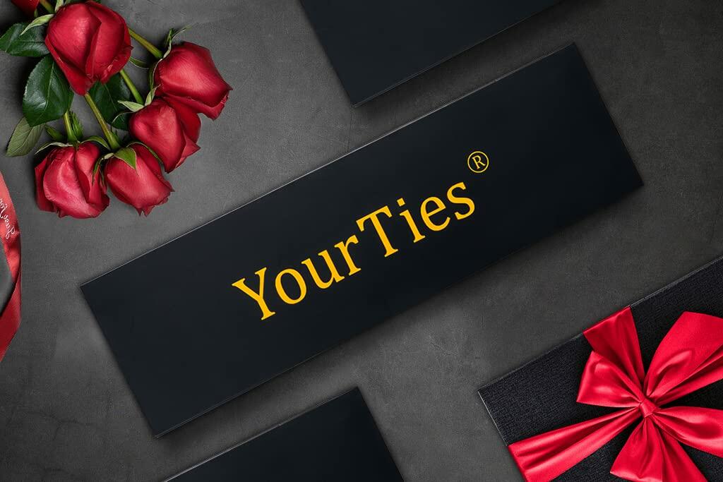 YourTies Mens Blue Silk Paisley Tie Set Necktie Pocket Square Clip Cufflinks