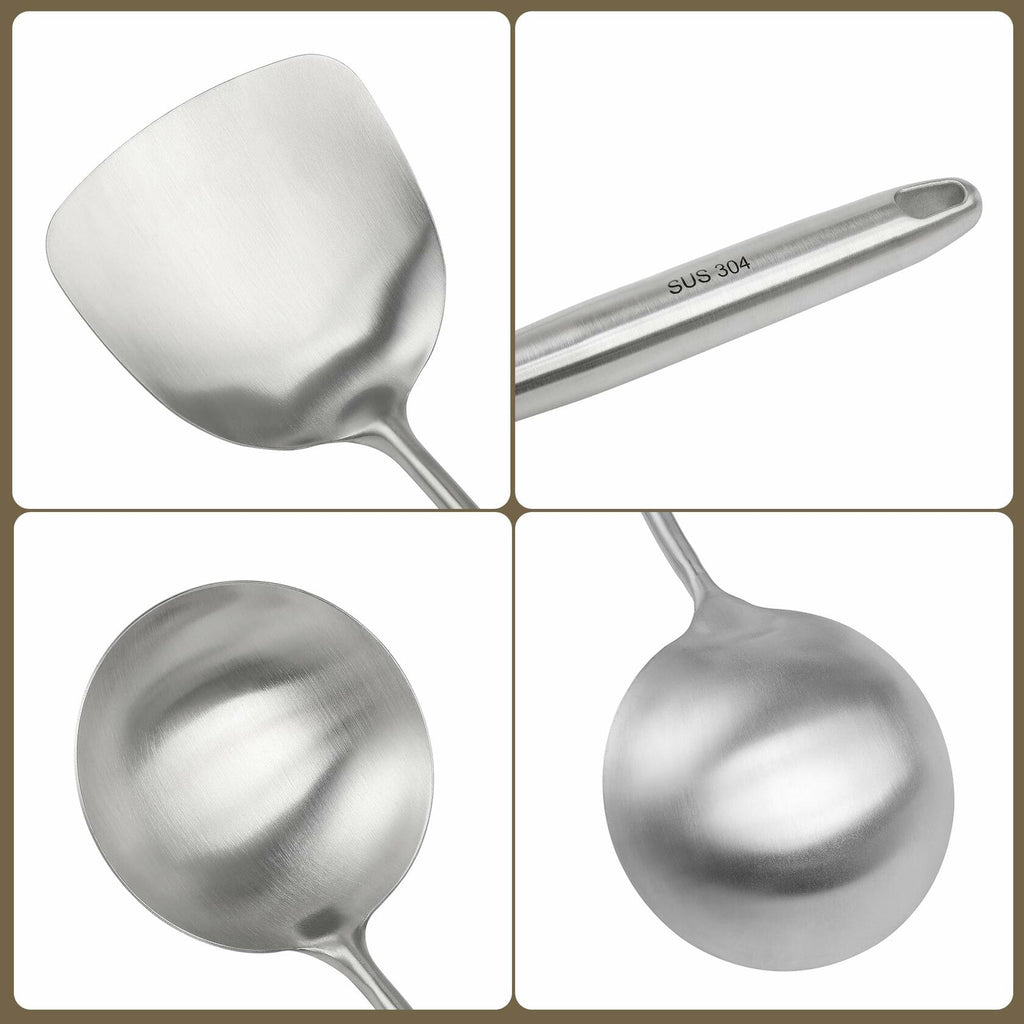 Generic Wok Spatula Set 17in 304 Stainless Steel Silver Asian Style